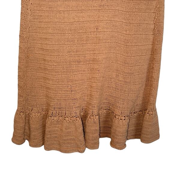 Theory Sz M Crochet Mini‎ Dress Ruffle Hem Beach Festival Boho Summer Vacation - Picture 6 of 10